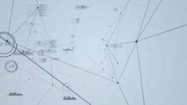 Veri işleme üzerinden bağlantı ağının animasyonu. küresel dijital arayüz, teknoloji ve ağ konsepti dijital olarak oluşturulmuş video.