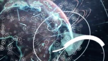 Küresel ve bağlantı ağlı 5g metin animasyonu. küresel dijital arayüz, teknoloji ve ağ konsepti dijital olarak oluşturulmuş video.