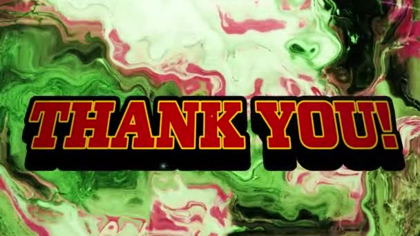 Animation Text Thank You Red Swirling Green Pink Celebration Fun — Stock Video