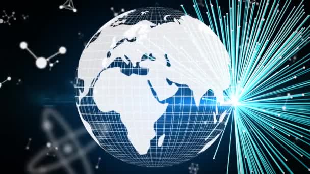 Animáció Földgömb Molekulák Hálózat Kapcsolatok Globális Digitális Interfész Technológia Hálózatépítési — Stock videók