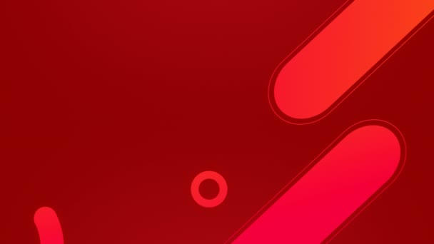 Animation Multiple Abstract Shapes Circles Moving Hypnotic Motion Red Background — Αρχείο Βίντεο