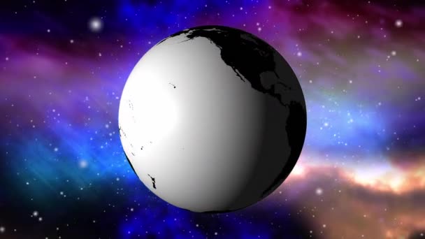 Animation Globe Vibrant Coloured Clouds Galaxy Outer Space Planets Concept — Stock Video