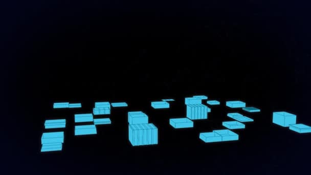 Анимация Городского Пейзажа Вращающегося Над Сетями Соединений Черном Фоне Глобальный — стоковое видео