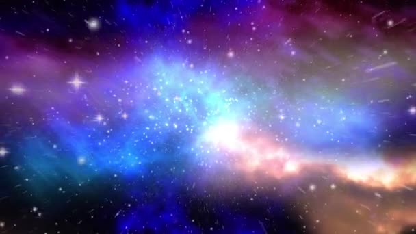 Animation Glowing Stars Vibrant Coloured Clouds Galaxy Outer Space Planets — Stock Video