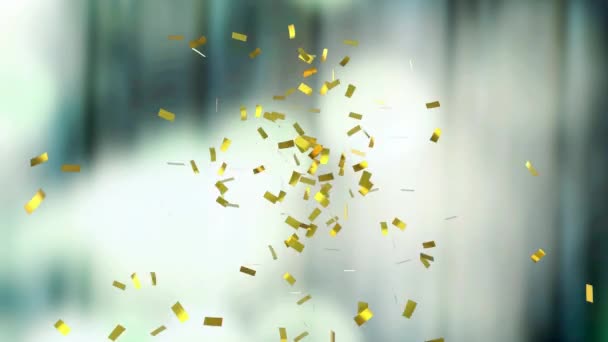 Animazione Coriandoli Oro Che Cadono Sfondo Luminoso Celebrazione Concetto Festa — Video Stock