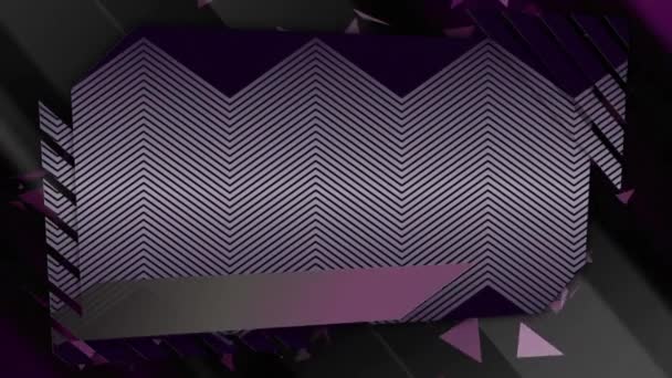 Animation Thin Kinetic Grey Zigzag Lines Purple Fragments Moving Fracturing — Stock Video
