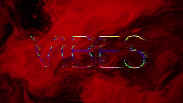 Animation Text Vibes White Red Black Swirl Background Positive Feelings — Stock Video