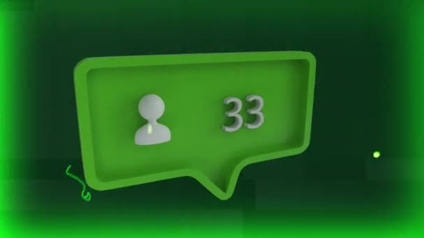 Анімація Людей Цифрової Ікони Зеленому Мовному Бульбашку Зеленому Тривожному Фоні — стокове відео