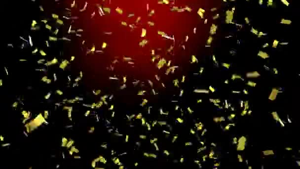 Animation Confettis Dorés Tombant Sur Fond Rouge Noir Célébration Concept — Video