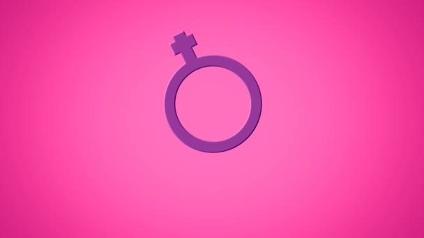 Animación Púrpura Símbolo Género Femenino Fondo Derechos Humanos Igualdad Género — Vídeos de Stock