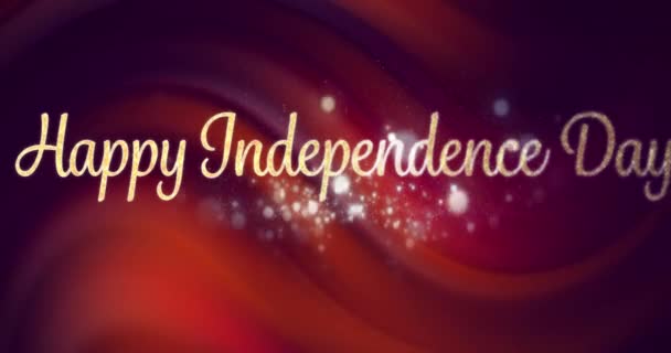 赤と黒の渦の上に輝きとテキスト幸せな独立の日のアニメーション 愛国心 アメリカ独立とお祝いの概念デジタルで生成されたビデオ — ストック動画