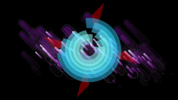 Анімація Сканування Простору Над Фіолетовими Світлими Стежками Чорному Тлі Глобальний — стокове відео