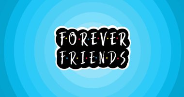 Arkadaşların kompozisyonu sonsuza dek mavi arkaplan üzerine yazılacak. hayvan ve evcil hayvan konsepti dijital olarak oluşturulmuş görüntü.