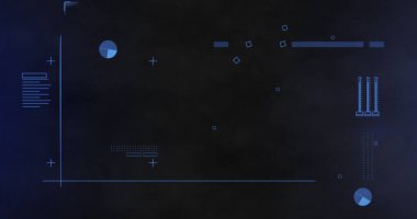 Siyah arkaplanda arıza olan mavi işaretli veri işleme resmi. dijital arayüz küresel bağlantı ve dijital olarak oluşturulan iletişim konsepti.