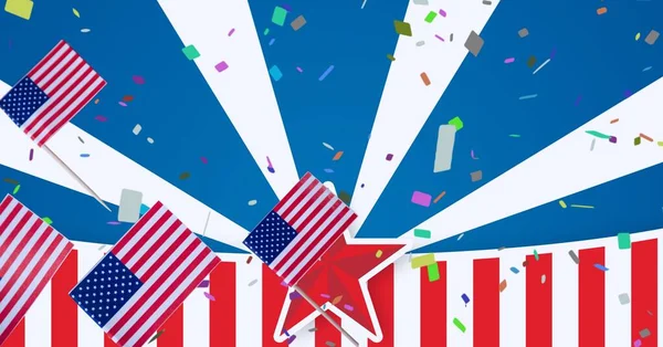 Samenstelling Van Amerikaanse Vlaggen Confetti Sterren Strepen Van Amerikaanse Vlag — Stockfoto
