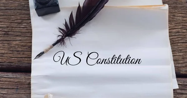文字构成我们的体质 用毛笔和墨水笔在古老的文献上 爱国主义 独立和美国宪法庆祝概念数字生成的形象 — 图库照片