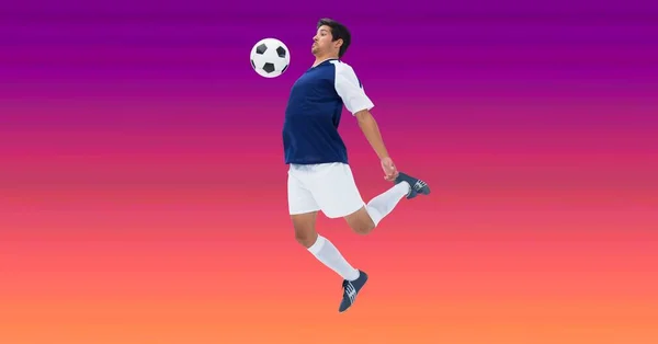 Composição Jogador Futebol Masculino Pegando Futebol Com Espaço Cópia Conceito — Fotografia de Stock