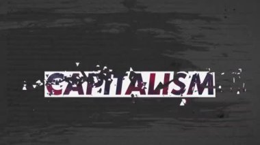 Gri arkaplan üzerine kapitalizm metninin animasyonu. işletme, ekonomi ve finans kavramı dijital olarak oluşturulmuş video.