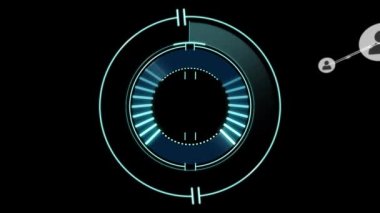 Kapsam taramasında bağlantı ağının animasyonu. küresel dijital arayüz, teknoloji ve ağ konsepti dijital olarak oluşturulmuş video.