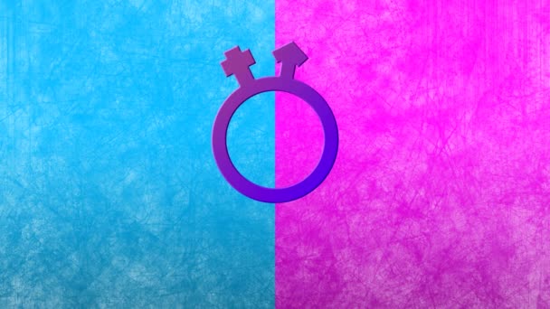 Анімація Текстової Гендерної Рідини Фіолетовим Символом Гендерної Рідини Рожевому Синьому — стокове відео