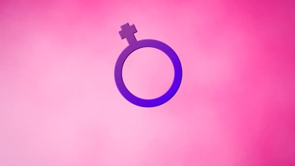 Animación Púrpura Símbolo Género Binario Sobre Fondo Rosa Derechos Humanos — Vídeos de Stock