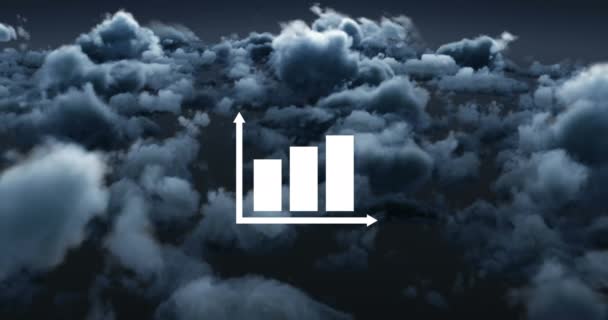 Animación Estadísticas Grabadas Sobre Nubes Conexiones Globales Procesamiento Datos Tecnología — Vídeo de stock