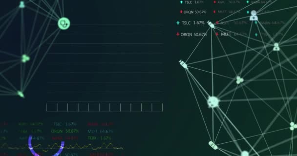 Світ Медичних Іконок Обертаються Навколо Обробки Даних Фондового Ринку Чорному — стокове відео