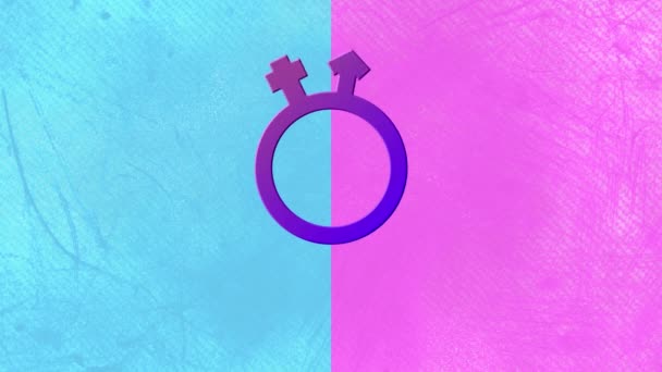 Animation Symbole Fluide Genre Violet Sur Fond Rose Bleu Identité — Video