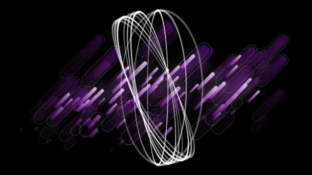 Animation White Globe Spinning Purple Light Trails Black Background Global — Stock Video