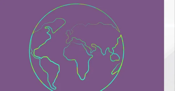 Состав Очертаний Земного Шара Фиолетовом Контуре Глобальный Бизнес Цифровой Интерфейс — стоковое фото