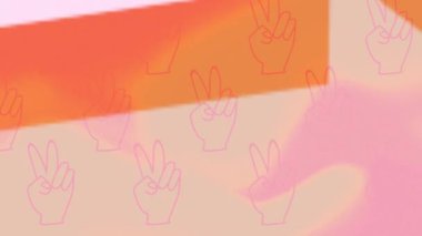 Yeşil ve pembe arka planda barış işareti olan süper satışta metin animasyonu. Perakende ticaret iletişimi konsepti, dijital olarak oluşturulmuş video.