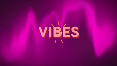 Koyu pembe arka plan üzerinde açık pembe renkli metin titreşimlerinin canlandırılması. pozitif duygular, kutlama ve refah konsepti, dijital olarak oluşturulmuş video.