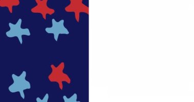 Beyaz üzerine kopya alanı olan kırmızı, beyaz ve mavi Amerikan bayrağının animasyonu. Vatanseverlik, bağımsızlık ve kutlama konsepti dijital olarak oluşturulmuş video.