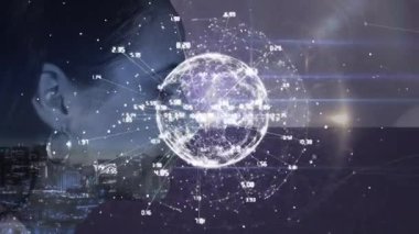 Kadınlar üzerindeki bağlantıları olan bir dünya animasyonu. küresel iş, dijital arayüz, teknoloji ve ağ konsepti dijital olarak oluşturulmuş video.
