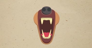 Açık köpek ağızlık animasyonu bej arka planda. hayvan ve doğa kavramı dijital olarak üretilen video.