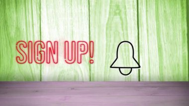 Yanıp sönen zil simgesinin animasyonu ve metin imzası. küresel sosyal medya ve bağlantılar konsepti dijital olarak oluşturulmuş video.