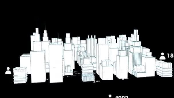 Animation Paysage Urbain Avec Des Icônes Des Chiffres Sur Fond — Video