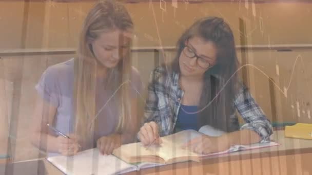 Анимирование Обработки Цифровых Данных Время Обучения Студенток Глобальное Образование Технологии — стоковое видео