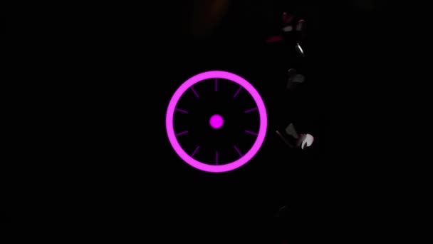 Animation Pink Circles Red Hearts Falling Black Background Valentine Day — Stock Video