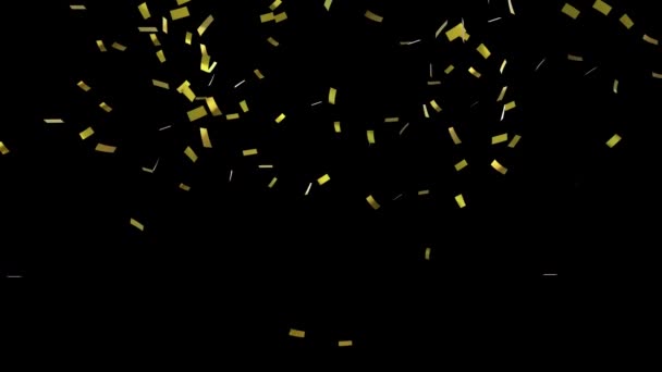 Animation Von Goldenem Konfetti Das Auf Schwarzen Hintergrund Fällt Feier — Stockvideo