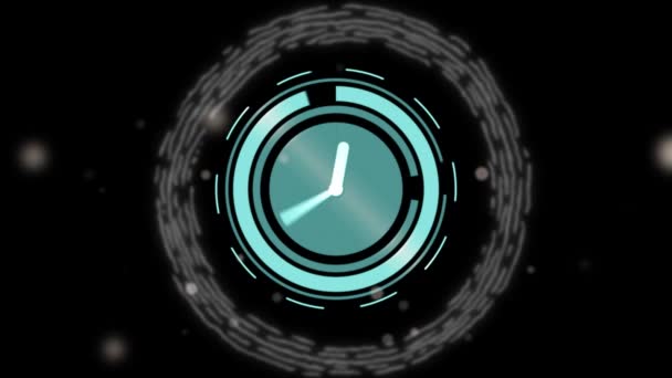 Animation Clock Moving Fast Scope Scanning Black Background Global Digital — Stok video