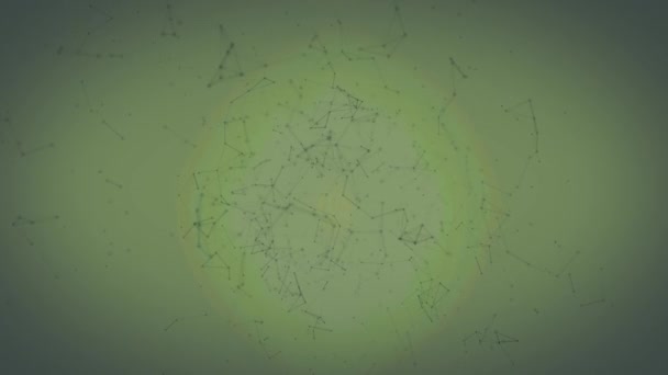 Animación Red Plexo Verde Moviéndose Sobre Fondo Verde Concepto Ciencia — Vídeo de stock