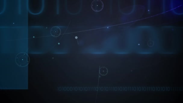 Animatie Van Het Netwerk Van Verbindingen Binaire Codering Wereldwijd Digitaal — Stockvideo