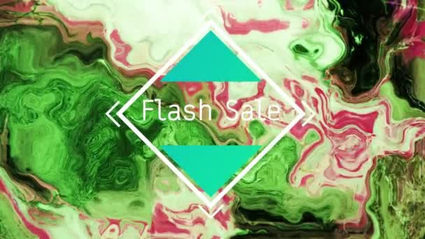 Animation Text Flash Sale White Diamond Swirling Green Pink Retail — Stock Video