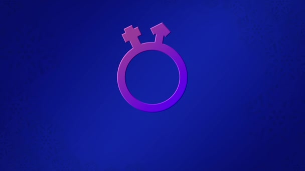 Анимирование Текстовой Гендерной Флюиды Фиолетовым Символом Гендерной Флюиды Синем Фоне — стоковое видео