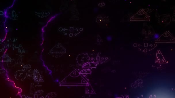 数学方程在发亮的紫色背景上的动画化 学校及教育概念数码录影 — 图库视频影像