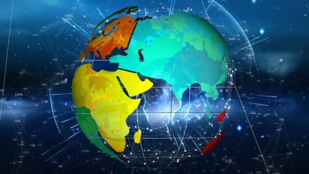 Animazione Del Globo Rete Connessioni Business Globale Interfaccia Digitale Tecnologia — Video Stock