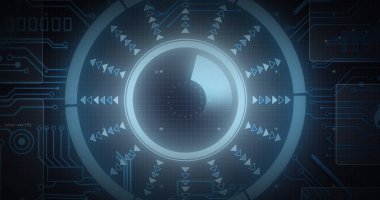 Kapsam taraması, işlemci elemanları ve veri işleme görüntüsü ekranda. dijital arayüz ve küresel bağlantı konsepti dijital olarak oluşturulmuş görüntü.