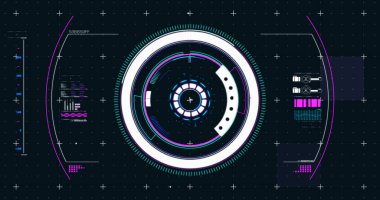 Izgara arka planında işaretleyicilerle parlayan tarama veri işleme görüntüsü. dijital arayüz bağlantısı ve dijital olarak oluşturulan iletişim konsepti.