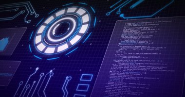 Izgara üzerindeki ekranlarda istatistik kaydı ve taraması. dijital arayüz, küresel veri işleme ve dijital olarak oluşturulmuş görüntü konsepti.